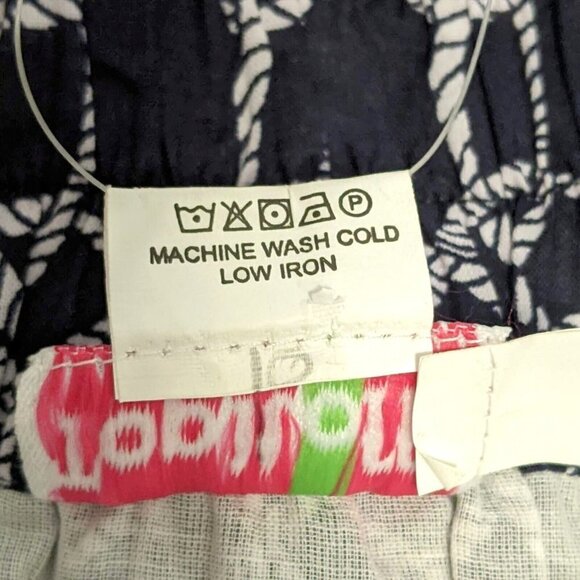 NWT Top It Off 100% Cotton Navy Blue & White Rope Print Casual Skirt Sz Large - Picture 5 of 8